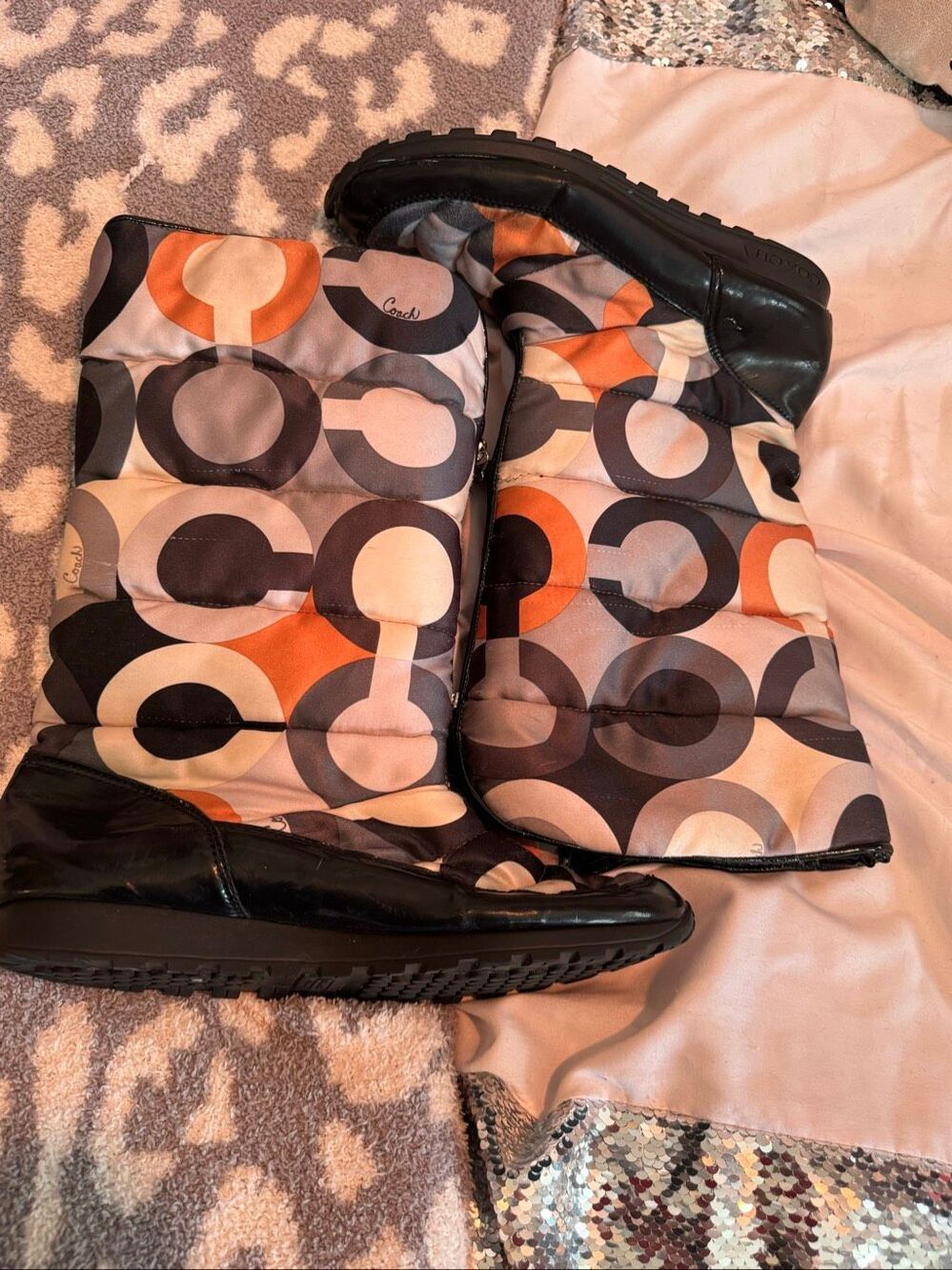 Coach Polina shiny nylon snow boots